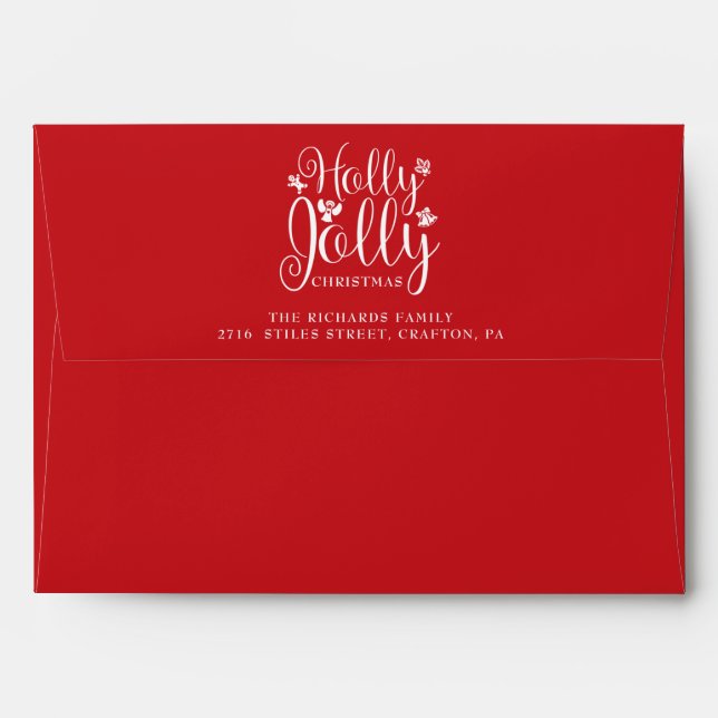 Enveloppe Holly Jolly Retourner l'adresse Noël (Dos (Haut rabat))