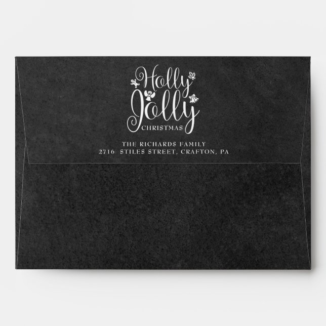 Enveloppe Holly Jolly Return Adresse Chalkboard Holidays (Dos (Haut rabat))