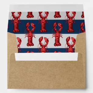 Enveloppe Homards marins sur les bandes bleues et grises de 