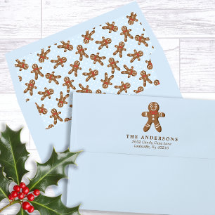 Enveloppe Homme en pain d'épices bleu Adresse de retour Noël