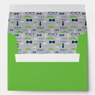Enveloppe Homme, Moustache, Bleu Marine, Vert