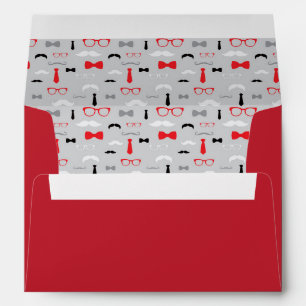 Enveloppe Homme, Moustache, Noir, Rouge, Gris