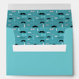 Enveloppe Homme, Moustache, Turquoise, Aqua, Noir