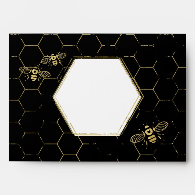 Enveloppe Honey Bee Black Gold Motif Adresse personnalisée (Devant)