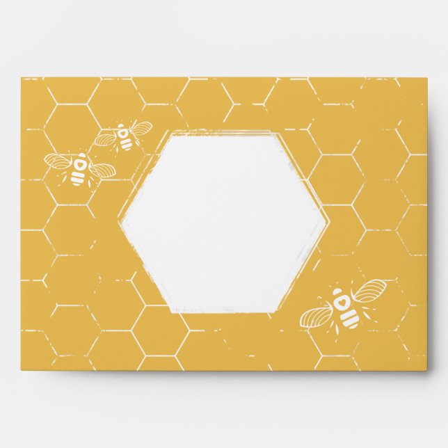 Enveloppe Honey Bee Yellow White Motif Adresse personnalisée (Devant)