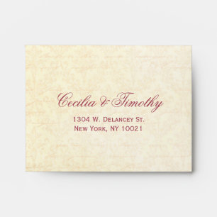 Enveloppe Honeysuckle & Ivory Damask : Wedding RSVP Linen A2