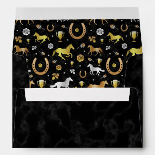 Enveloppe Horse Racing Derby Day Party Black Gold Motif