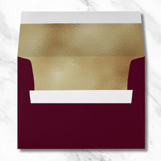 Enveloppe Huile d'or Faux Burgundy personnalisée Formelle 5x
