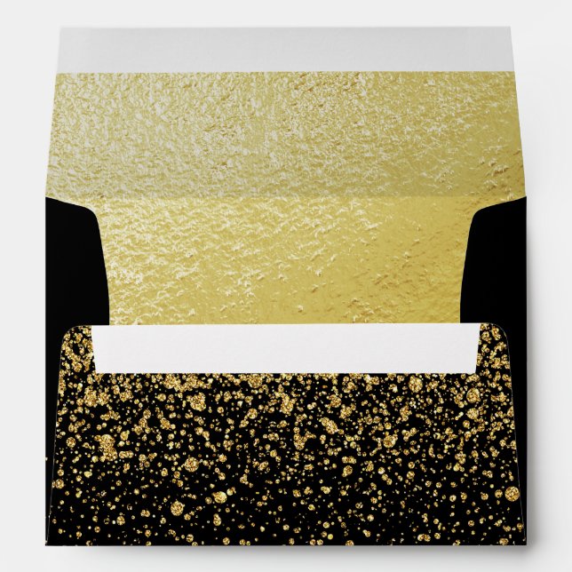 Enveloppe Huile d'or moderne et Confetti en noir (Dos (Bas))