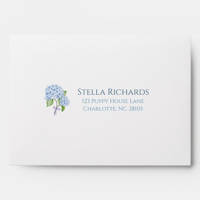 Enveloppe Hydrangea classic preppy grandmillenial address  (Devant)