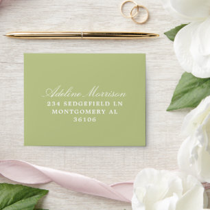 Enveloppe Hydrangée verte pâle et blanche Mariage RSVP Répon