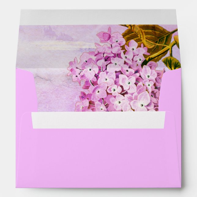 Enveloppe Hydrangées roses aquarelle mariage floral (Dos (Bas))