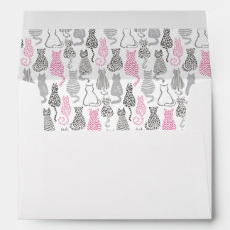 Enveloppe Idées-cadeaux de chat en rose et gris Whimiscal