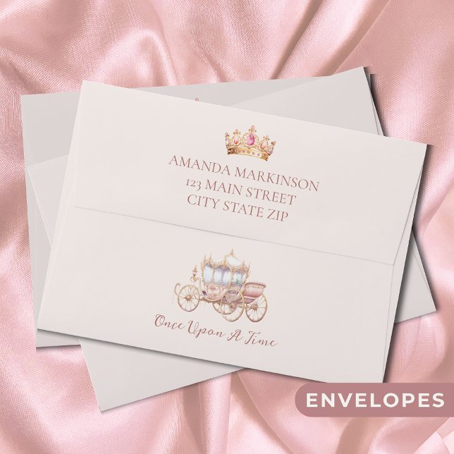 Enveloppe Il était une fois un Baby shower princesse rose (Créateur téléchargé)