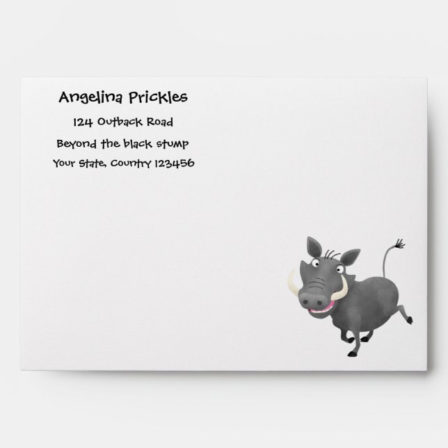 Enveloppe Illustration amusante d'un cochon de phacochère af (Devant)