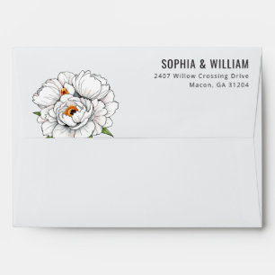 Enveloppe Illustration botanique florale blanche sereine