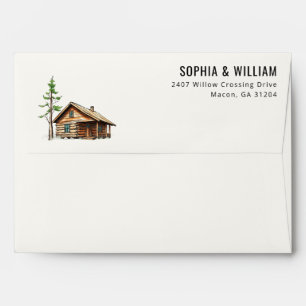 Enveloppe Illustration de chalet rustique brun serein