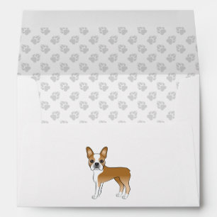 Enveloppe Illustration de chien Boston Terrier fauve et blan