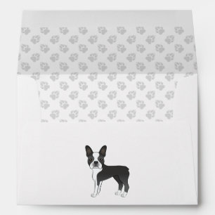 Enveloppe Illustration de chien Boston Terrier noir et blanc