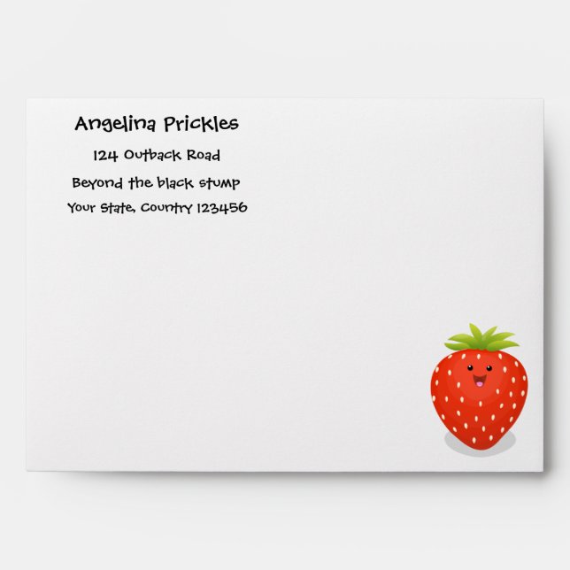 Enveloppe Illustration de la fraise Cute kawaii (Devant)