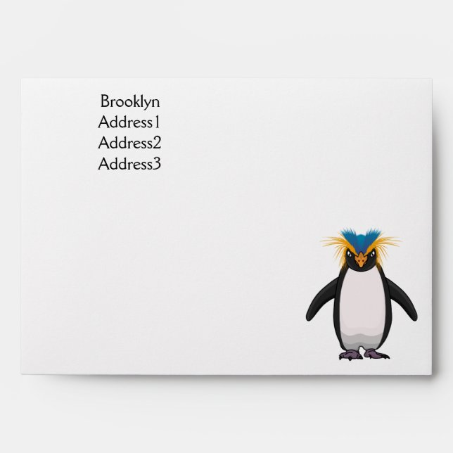 Enveloppe Illustration de mignon macaroni pingouin (Devant)