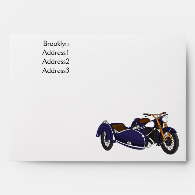 Enveloppe Illustration de moto pourpre Sidecar (Devant)
