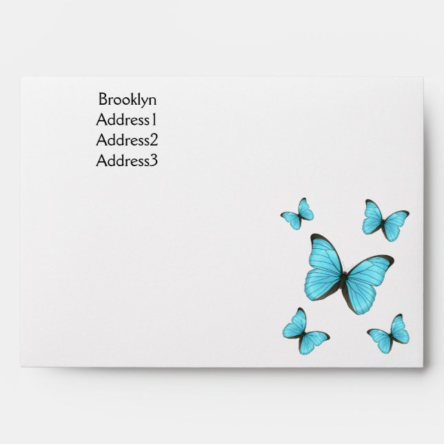 Enveloppe Illustration de papillons Morpho (Devant)