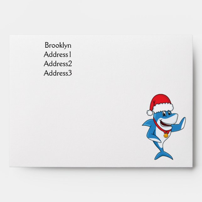 Enveloppe Illustration de requin de Noël drôle en style cart (Devant)