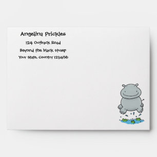 Enveloppe Illustration de saut en hippo mignon