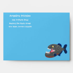 Enveloppe Illustration drôle de piranha affamée