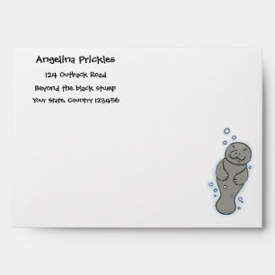 Enveloppe Illustration d'un bébé lamantin mignon avec des bu