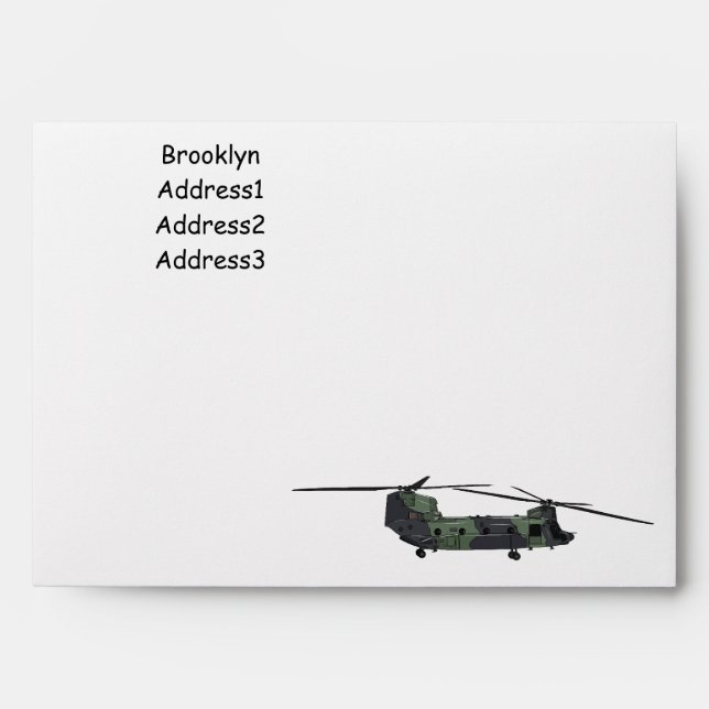 Enveloppe Illustration d'un hélicoptère de l'armée de Chinoo (Devant)