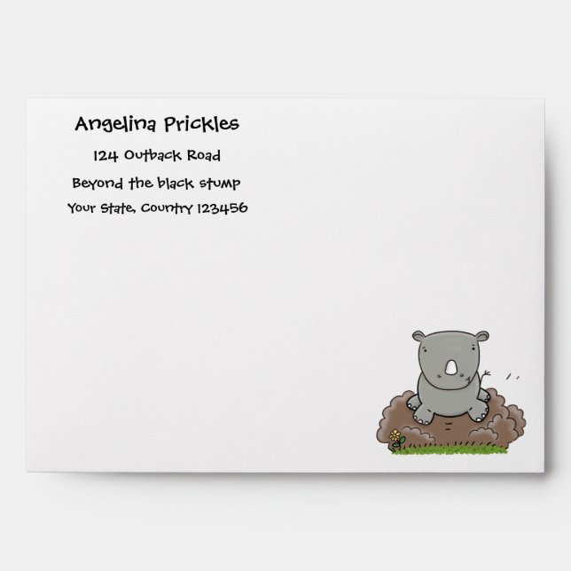 Enveloppe Illustration d'un petit rhinocéros (Devant)