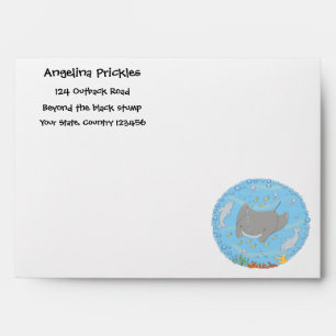 Enveloppe Illustration d'une mignonne raie manta et de bulle