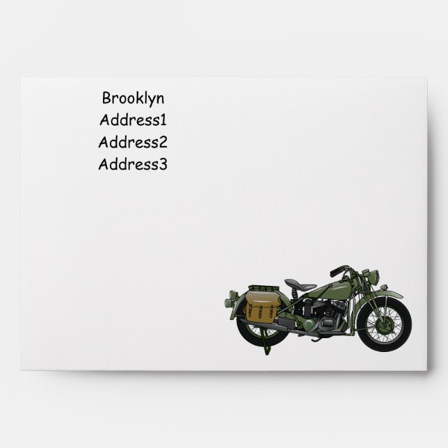 Enveloppe Illustration d'une moto de croiseur militaire (Devant)