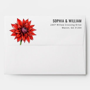Enveloppe Illustration florale rouge vibrant