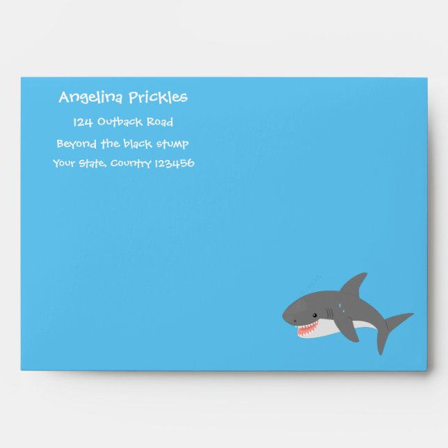 Enveloppe Illustration joyeuse du grand requin blanc (Devant)