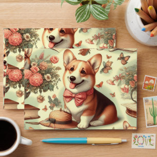Enveloppe Illustration vintage de Corgi Cardigan gallois