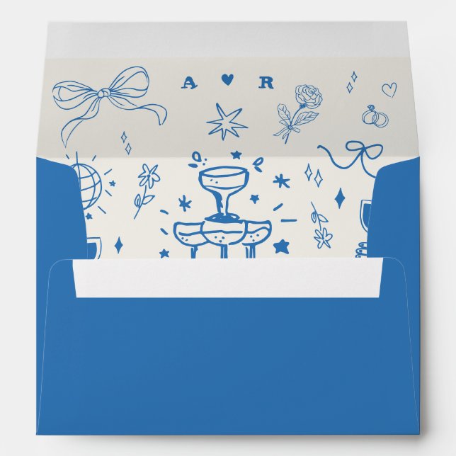 Enveloppe Illustrations Whimsical Mariage Monogramme françai (Dos (Bas))