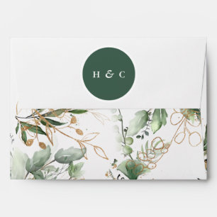 Enveloppe Immense Monogramme d'émeraude vert d'Eucalyptus