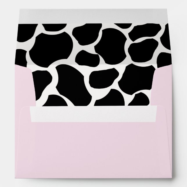 Enveloppe Impression de la vache noire rose (Dos (Bas))