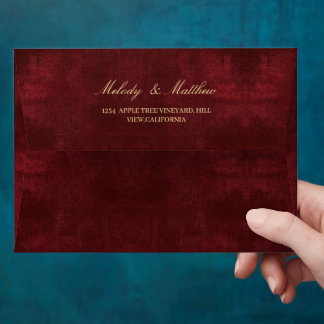 Enveloppe Impression de texture de velours faux mariage bord