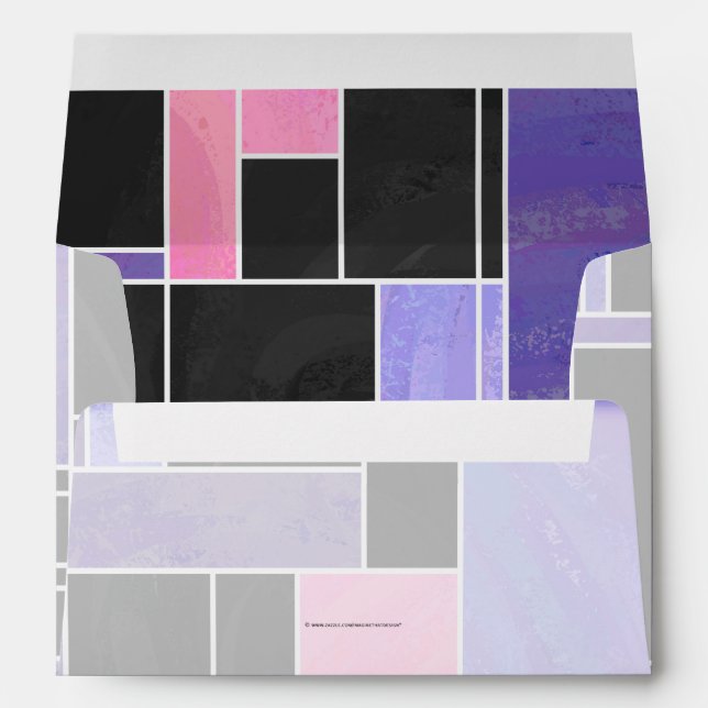 Enveloppe Impression noire violet mondriaque (Dos (Bas))