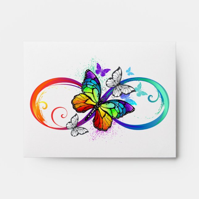 Enveloppe Infini lumineux avec papillon arc-en-ciel (Devant)
