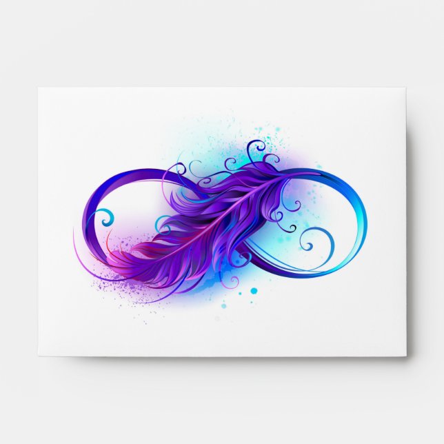 Enveloppe Infinity with purple feather (Devant)