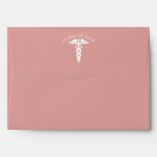 Enveloppe Infirmière Rose diplômé Gold Médicale Caduceus