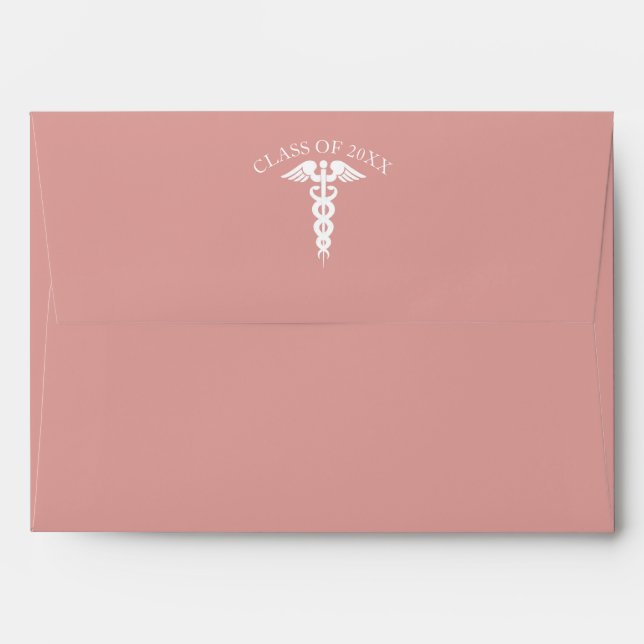 Enveloppe Infirmière Rose diplômé Gold Médicale Caduceus (Dos (Haut rabat))