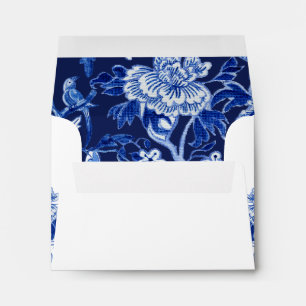 Enveloppe Influence asiatique florale Marine Blue Chinoiseri