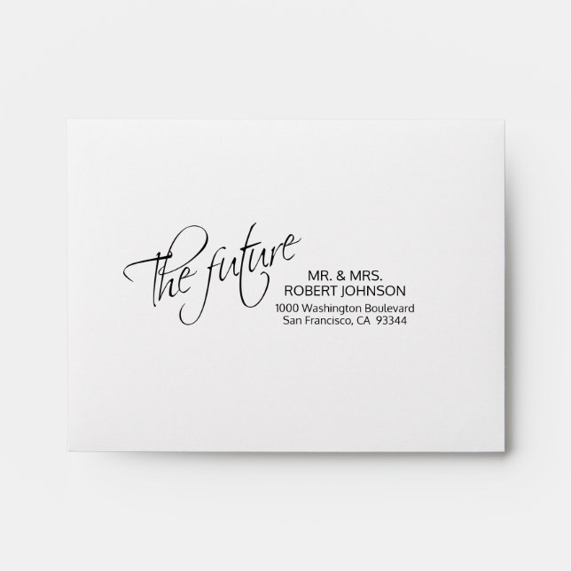 Enveloppe Insertion noire épousant RSVP l'avenir (Devant)