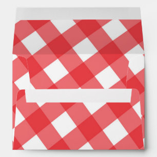 Enveloppe Invitation à carreaux gingham rouge et blanc de ca
